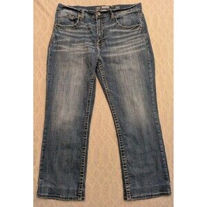 Buckle BKE Tyler Straight Leg Jeans Mens 36S Casual Stretch Thick Stitch Blue
